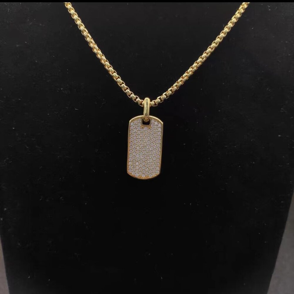 David Yurman Full-Diamond Rectangular Pendant Nec… - image 3